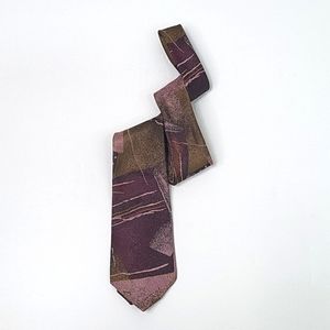 Vintage BBB NYC Retro Neck Tie Pink Purple Bronze Gold Graphic Abstract Tie